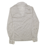 Womens Printed Top Black Collared Long Sleeve Geometric S