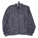 Sheer Womens Printed Blouse Black High Neck Long Sleeve Paisley L