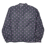 Sheer Womens Printed Blouse Black High Neck Long Sleeve Paisley L