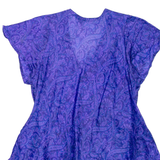 Sheer Womens Printed Blouse Purple V-Neck Paisley M
