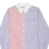 ELEGANCE Womens Printed Shirt Blue Collared Long Sleeve Striped XL