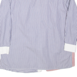 ELEGANCE Womens Printed Shirt Blue Collared Long Sleeve Striped XL