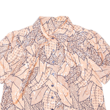 Womens Printed Shirt Pink Collared Crazy Pattern L