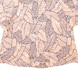 Womens Printed Shirt Pink Collared Crazy Pattern L