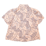 Womens Printed Shirt Pink Collared Crazy Pattern L