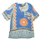 Womens Printed Top Blue Crazy Pattern L