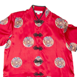 LING YUN Womens Printed Blouse Red Collared Geometric 2XL