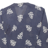 YESSICA Womens Printed Blouse Blue V-Neck Long Sleeve Floral L
