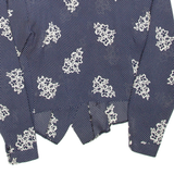 YESSICA Womens Printed Blouse Blue V-Neck Long Sleeve Floral L