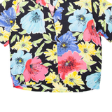 Womens Printed Shirt Black Collared Floral L