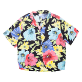 Womens Printed Shirt Black Collared Floral L