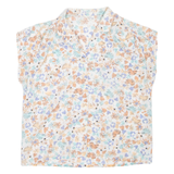 Womens Printed Shirt White Collared Floral L