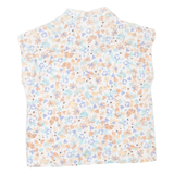 Womens Printed Shirt White Collared Floral L