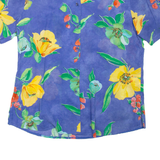 DUO Womens Printed Top Blue V-Neck Floral UK 12
