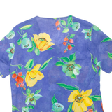 DUO Womens Printed Top Blue V-Neck Floral UK 12