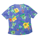 DUO Womens Printed Top Blue V-Neck Floral UK 12