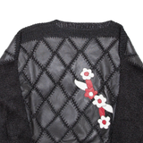 Open Knit Womens Top Black Long Sleeve L