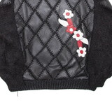 Open Knit Womens Top Black Long Sleeve L