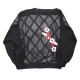 Open Knit Womens Top Black Long Sleeve L