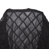 Open Knit Womens Top Black Long Sleeve L