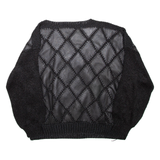 Open Knit Womens Top Black Long Sleeve L