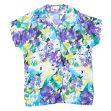 Womens Printed Shirt Blue Collared Floral M