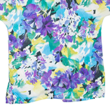 Womens Printed Shirt Blue Collared Floral M