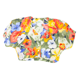 Womens Cropped Blouse Green V-Neck Floral M