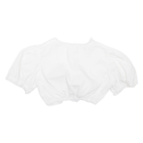 STOCKERPOINT Cropped Womens Puff Sleeve Blouse White V-Neck S