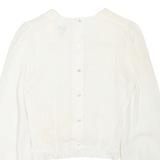 Womens Ruffle Blouse Cream Long Sleeve Floral M