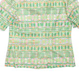 MYRIAM Womens Printed Top Green Collared Geometric M