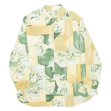 Womens Printed Shirt Green Collared Long Sleeve Crazy Pattern M