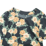 Womens Printed Top Black Floral L
