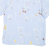 Womens Printed Shirt Blue Collared Floral L