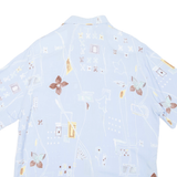 Womens Printed Shirt Blue Collared Floral L