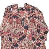 CREATION Womens Printed Blouse Maroon Collared 3/4 Sleeve Crazy Pattern UK 20