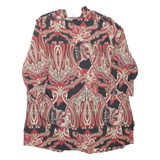 CREATION Womens Printed Blouse Maroon Collared 3/4 Sleeve Crazy Pattern UK 20