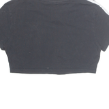 ADIDAS Cropped Womens T-Shirt Black V-Neck UK 12