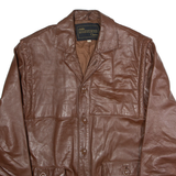 CREATION MONSIEUR Mens Trench Jacket Brown Leather 90s L