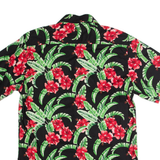 WOOF REPUBLIC Slim Fit Mens Hawaiian Shirt Black Floral L