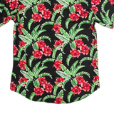 WOOF REPUBLIC Slim Fit Mens Hawaiian Shirt Black Floral L