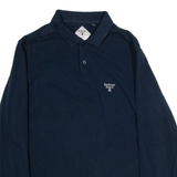 BARBOUR Mens Polo Shirt Blue 80s Long Sleeve XL