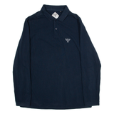 BARBOUR Mens Polo Shirt Blue 80s Long Sleeve XL
