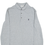 ALL SAINTS Mens Polo Shirt Grey Long Sleeve M