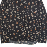 GUESS Womens Shirt Black Crazy Pattern Long Sleeve L