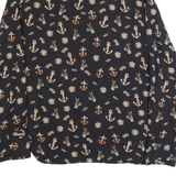 GUESS Womens Shirt Black Crazy Pattern Long Sleeve L