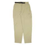 FACE2ERO Belted Womens Trousers Beige Loose Tapered Nylon W28 L32