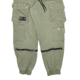 FB SISTER Cargo Womens Trousers Green Relaxed Tapered W26 L25