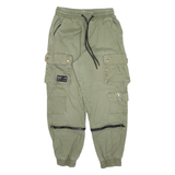 FB SISTER Cargo Womens Trousers Green Relaxed Tapered W26 L25