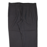 YVES SAINT LAURENT Pleated Pinstripe Mens Knit Trousers Black Tapered Wool W40 L30